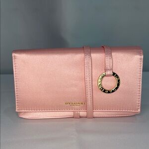 Bulgari Vintage Pink Satin Evening Clutch Purse with Logo Tag - NWOT